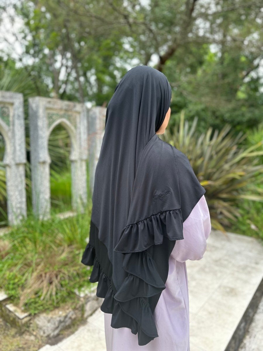Hijab en Royal Jersey - Wavy black - BY LYA